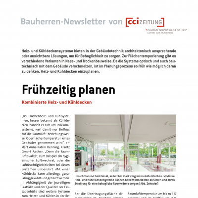 Zeitungsausschnitt CCI "Kombinierte Heiz- und Kühldecken"